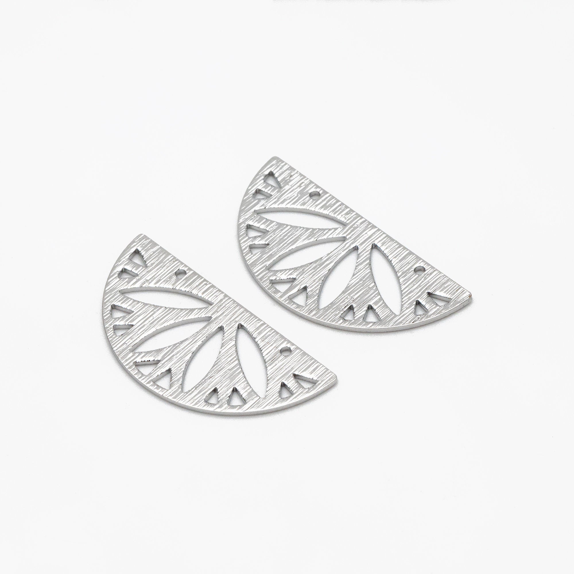 10pcs Gold Brushed Semicircle Connectors, Geometric Earring Charms, Laser Cut Geometric Jewelry (GB-3817-P)